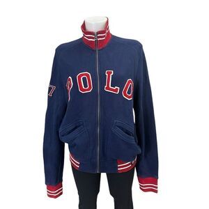 Polo Ralph‎ Lauren 67' Felt Lined Spellout Full Zip Jacket Y2K Retro Unisex sz S